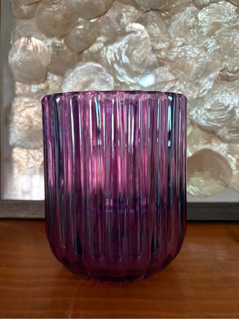 Purple Fluted Teleflora Glass Vase, Very Nice!